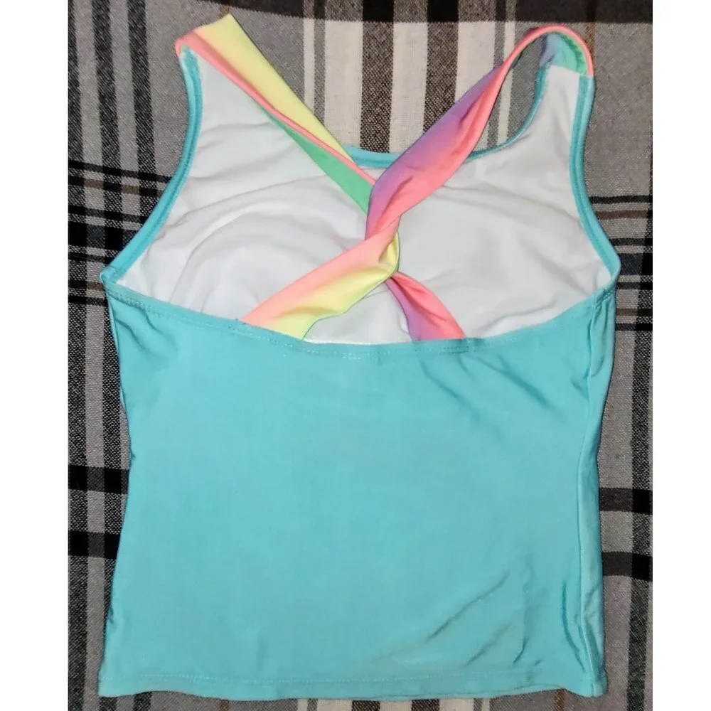 Girls Swim Suit, 2-piece Icy Cone Aqua Tankini Set, L Plus